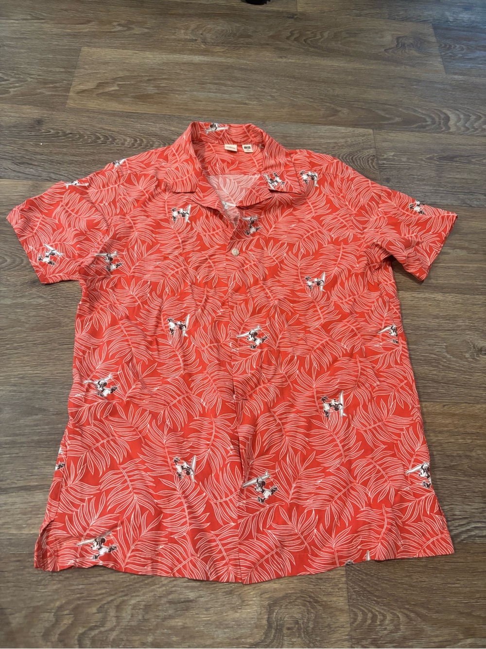 Uniqlo X Disney Mickey Mouse Hawaiian Shirt Tropical Button Up Boys Size 13